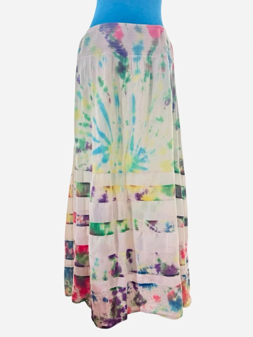 Upcycled Tie Dye Maxi Skirt Boho Festival Cotton Stretch XL 1X 2X Hippie skirt - Picture 2 of 4